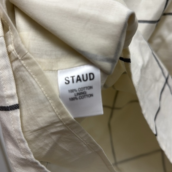 STAUD Cream And Black Windowpane Crosshill Mini Dress - Picture 8 of 14